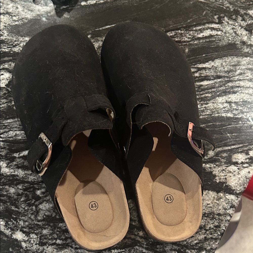Black Suede Women's Clogs